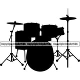 Musical Drum Kit And Drum Setup Vector Instrument Music Band Orchestra Concert Acoustic Jazz Classical Musician Rock And Roll Sound Design Element Logo Clipart SVG