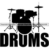 Drums Quote Vector Musical Drums Setup Instrument Music Band Orchestra Concert Acoustic Jazz Classical Musician Rock And Roll Sound Design Element Logo Clipart SVG
