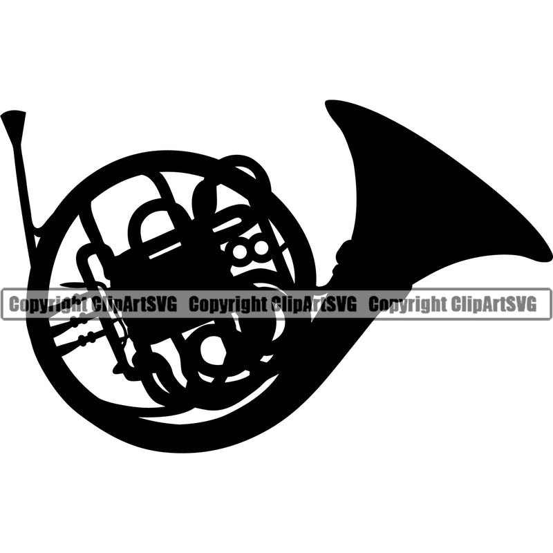 French Horn Silhouette Vector Design Element Musical Instrument Music Band Orchestra Concert Acoustic Jazz Classical Musician Rock And Roll Sound Design Element Logo Clipart SVG