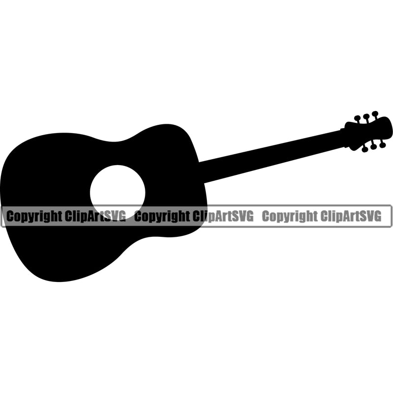 Guitar Silhouette Vector White Background Design Element Musical Instrument Music Band Orchestra Concert Acoustic Jazz Classical Musician Rock And Roll Sound Design Element Logo Clipart SVG