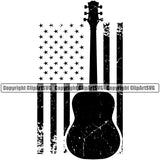 Acoustic Guitar On USA Flag United State Flag Vector Design Element Musical Instrument Music Band Orchestra Concert Acoustic Jazz Classical Musician Rock And Roll Sound Design Element Logo Clipart SVG