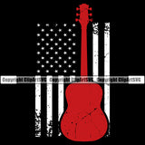 Acoustic Guitar On United State Flag USA Flag Black Background Design Element Musical Instrument Music Band Orchestra Concert Acoustic Jazz Classical Musician Rock And Roll Sound Logo Clipart SVG