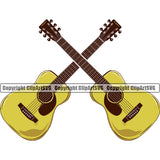 Acoustic Guitar Crossed Color Design Element Musical Instrument Music Band Orchestra Concert Acoustic Jazz Classical Musician Rock And Roll Sound Design Element Logo Clipart SVG