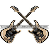 Electric Guitar Crossed Design Element Vector White Background Musical Instrument Music Band Orchestra Concert Acoustic Jazz Classical Musician Rock And Roll Sound Logo Clipart SVG