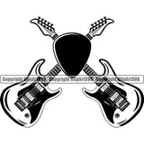 Guitar Electric Kit Crossed Vector Design Element Musical Instrument Music Band Orchestra Concert Acoustic Jazz Classical Musician Rock And Roll Sound Logo Clipart SVG