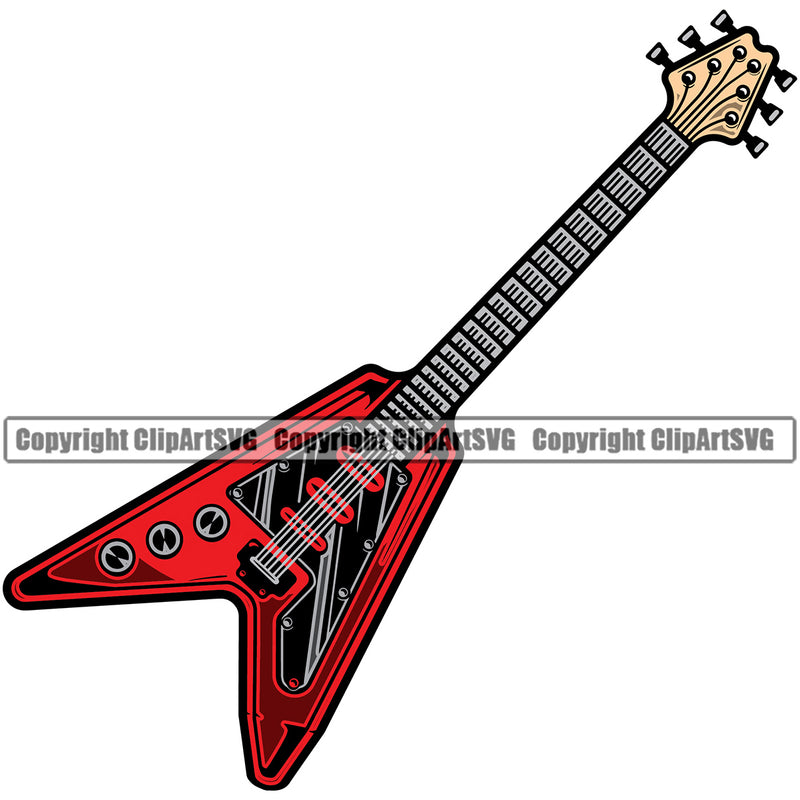 Electric Guitar Red Color Vector Design Element Musical Instrument Music Band Orchestra Concert Acoustic Jazz Classical Musician Rock And Roll Sound Music Band Orchestra Concert Acoustic Jazz Classical Musician Logo Clipart SVG
