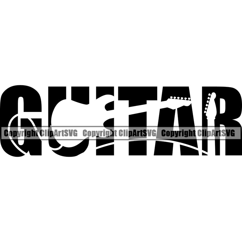 Guitar Silhouette Quote Vector Design Element White Background Musical Instrument Music Band Orchestra Concert Acoustic Jazz Classical Musician Rock And Roll Sound Logo Clipart SVG