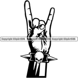 Rock And Roll Hand Sign Design Element Musical Instrument Music Band Orchestra Concert Acoustic Jazz Classical Musician Rock And Roll Sound Logo Clipart SVG