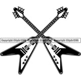 Rock And Roll Electric Crossed Guitar Vector Design Element Musical Instrument Music Band Orchestra Concert Acoustic Jazz Classical Musician Rock And Roll Sound Logo Clipart SVG