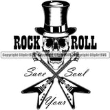 Rock Roll Save Soul Your Quote Skull Skeleton Vector Design Element Musical Instrument Music Band Orchestra Concert Acoustic Jazz Classical Musician Rock And Roll Sound Logo Clipart SVG