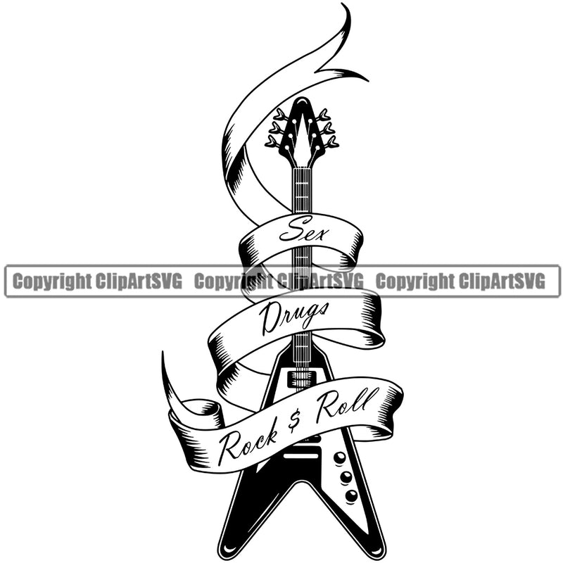 Musical Electric Guitar Logo Design Element Instrument Music Band Orchestra Concert Acoustic Jazz Classical Musician Rock And Roll Sound Logo Clipart SVG