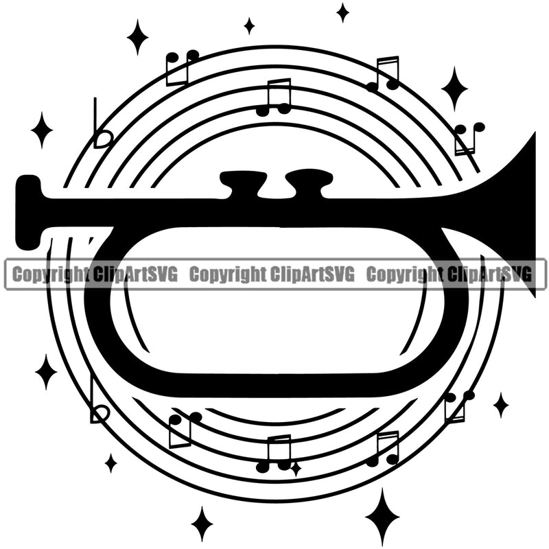 Musical Music Harp Trumpet White Background Design Element Acoustic Jazz Classical Musician Rock And Roll Instrument Music Band Orchestra Concert Sound Logo Clipart SVG