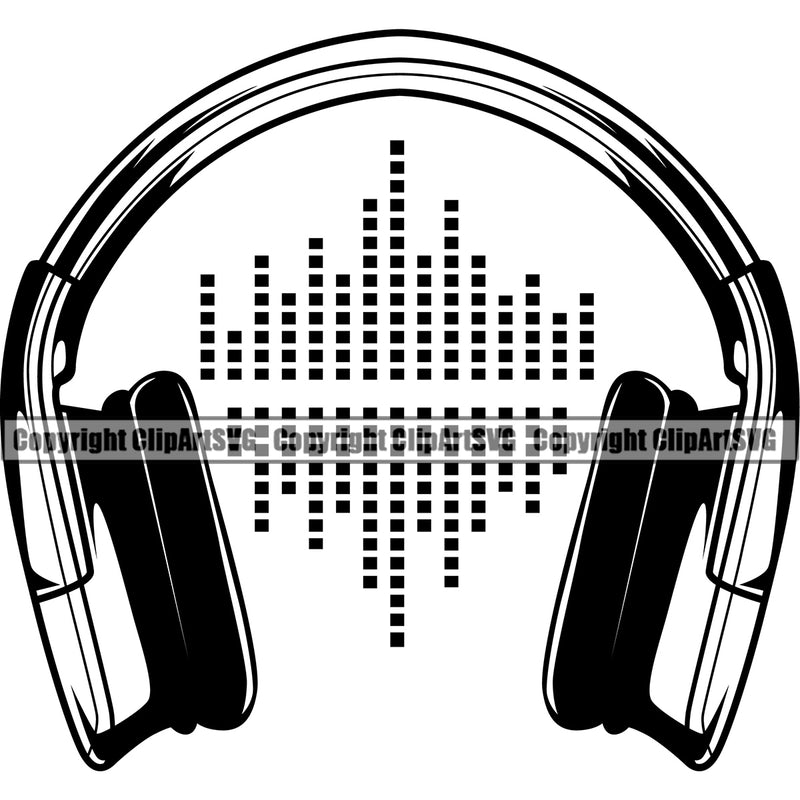 Musical Instrument Music Headphones Sound Waves Logo Vector Design Element Band Orchestra Concert Acoustic Jazz Classical Musician Rock And Roll Sound Logo Clipart SVG