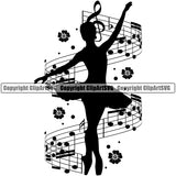 Musical Instrument Music Ballet Note On Dancer White Background Vector Design Element Band Orchestra Concert Acoustic Jazz Classical Musician Rock And Roll Sound Logo Clipart SVG