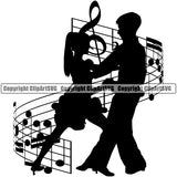 Musical Instrument Music Dancing Couple Note Vector Design Element Band Orchestra Concert Acoustic Jazz Classical Musician Rock And Roll Sound Logo Clipart SVG