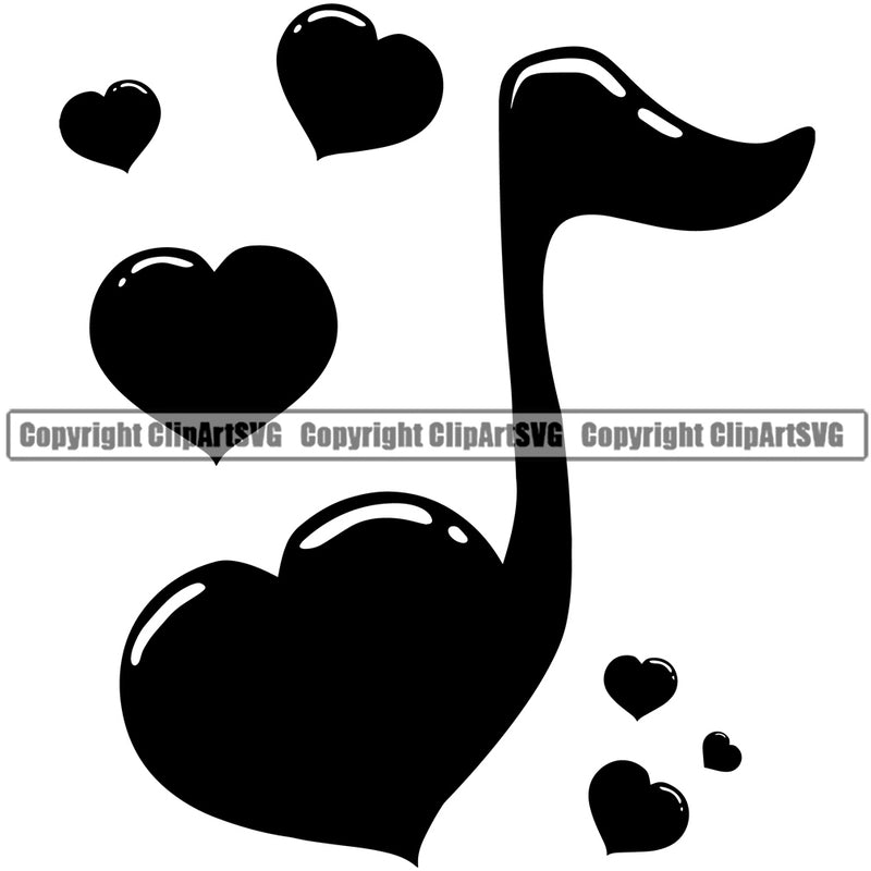 Musical Instrument Music Hear Love Design Element White Background Band Orchestra Concert Acoustic Jazz Classical Musician Rock And Roll Sound Logo Clipart SVG