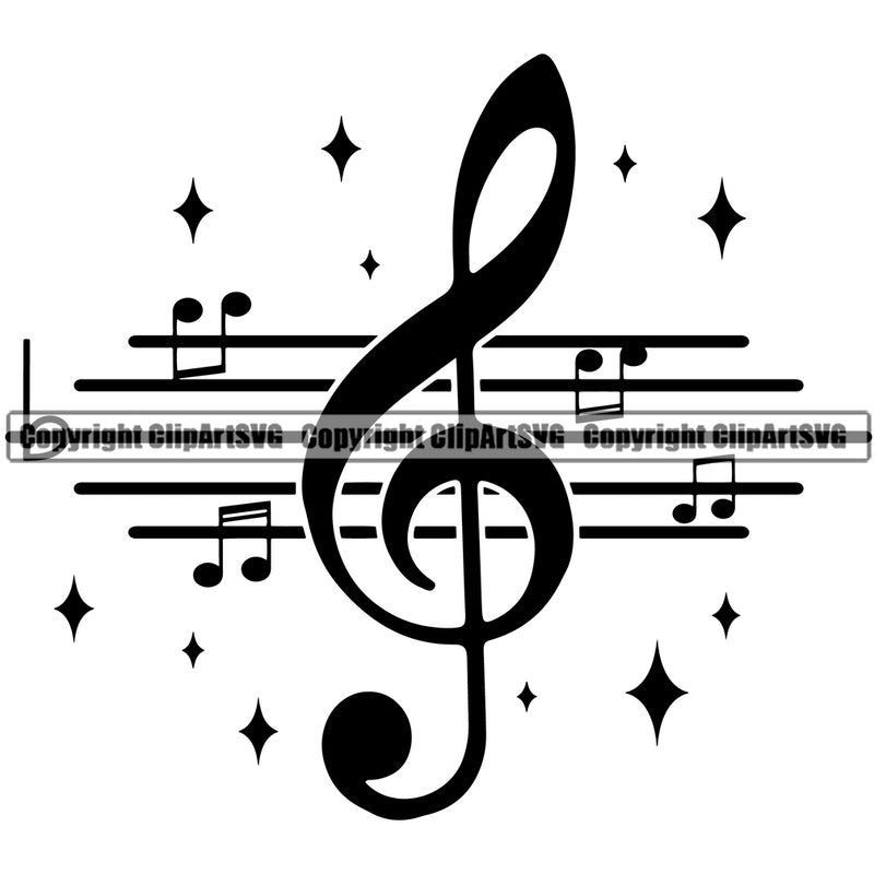 Musical Instrument Music Note Piano Keys Treble Clef Vector Design Element Band Orchestra Concert Acoustic Jazz Classical Musician Rock And Roll Sound Logo Clipart SVG