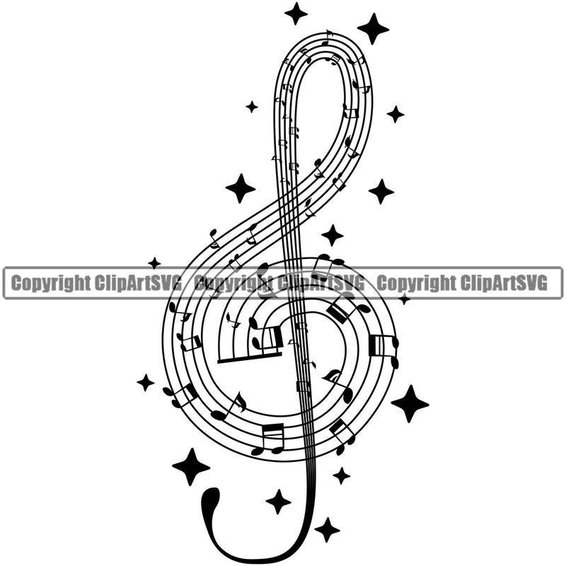 Musical Instrument Music Note Symbol Vector White Background Design Element Sparkle Band Orchestra Concert Acoustic Jazz Classical Musician Rock And Roll Sound Logo Clipart SVG