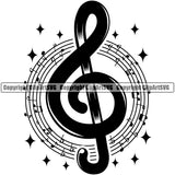Musical Instrument Music Note Sparkle Circle Symbol Vector Design Element White Background Band Orchestra Concert Acoustic Jazz Classical Musician Rock And Roll Sound Logo Clipart SVG