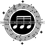 Musical Instrument Music Note Sparkle Circle Symbol Vector Design Element Band Orchestra Concert Acoustic Jazz Classical Musician Rock And Roll Sound Logo Clipart SVG