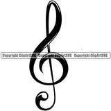 Musical Instrument Music Note Treble Clef Symbol White Background Design Element Band Orchestra Concert Acoustic Jazz Classical Musician Rock And Roll Sound Logo Clipart SVG