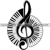 Musical Instrument Music Note Treble Clef Symbol Vector Design Element Band Orchestra Concert Acoustic Jazz Classical Musician Rock And Roll Sound Logo Clipart SVG