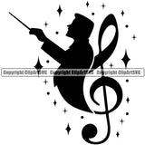 Musical Instrument Music Note Treble Clef Classical Maestro Band Symbol Vector Design Element Band Orchestra Concert Acoustic Jazz Classical Musician Rock And Roll Sound Logo Clipart SVG