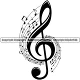 Musical Instrument Music Note Treble Clef Sheet White Background Symbol Vector Design Element Band Orchestra Concert Acoustic Jazz Classical Musician Rock And Roll Sound Logo Clipart SVG