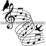 Musical Instrument Music Note Treble Clef Song Bird Songbird Symbol Vector White Background Design Element Band Orchestra Concert Acoustic Jazz Classical Musician Rock And Roll Sound Logo Clipart SVG