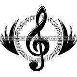Musical Instrument Music Note Treble Clef Song Bird Songbird White Background Music Symbol Vector Design Element Band Orchestra Concert Acoustic Jazz Classical Musician Rock And Roll Sound Logo Clipart SVG