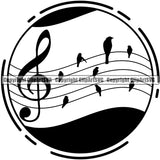 Music Note Treble Clef Song Bird Songbird White Background Symbol Vector Design Element Musical Instrument Music Band Orchestra Concert Acoustic Jazz Classical Musician Rock And Roll Sound Logo Clipart SVG