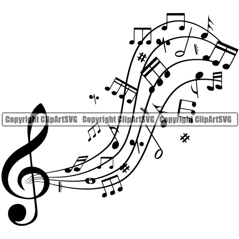 Musical Note Treble Clef Symbol Vector Design Element Instrument Music Band Orchestra Concert Acoustic Jazz Classical Musician Rock And Roll Sound Logo Clipart SVG