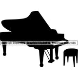 Musical Instrument Music Piano Silhouette White Background Design Element Band Orchestra Concert Acoustic Jazz Classical Musician Rock And Roll Sound Logo Clipart SVG