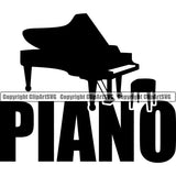 Piano Quote Musical Instrument Music Piano Silhouette Vector Design Element Band Orchestra Concert Acoustic Jazz Classical Musician Rock And Roll Sound Logo Clipart SVG