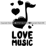 Love Music Quote Musical Instrument Music Heart Symbol Vector Design Element White Background Band Orchestra Concert Acoustic Jazz Classical Musician Rock And Roll Sound Logo Clipart SVG
