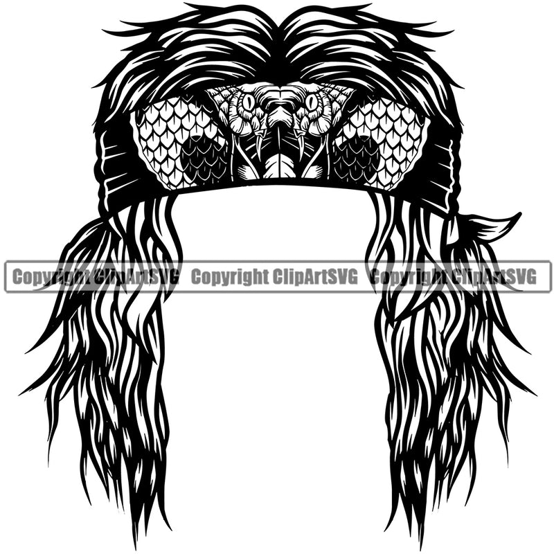 Musical Instrument Music Rock N Roll Biker Long Hair Snake Headband Hat Vector Design Element Band Orchestra Concert Acoustic Jazz Classical Musician Rock And Roll Sound Logo Clipart SVG
