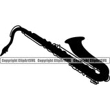 Musical Instrument Music Saxophone Silhouette White Background Design Element Band Orchestra Concert Acoustic Jazz Classical Musician Rock And Roll Sound Logo Clipart SVG