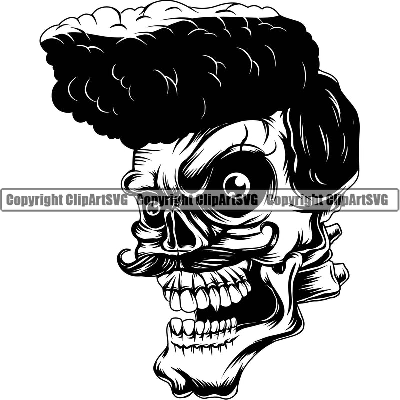 Skull Skeleton Rockstar Head Design Element White Background Musical Instrument Music Band Orchestra Concert Acoustic Jazz Classical Musician Rock And Roll Sound Logo Clipart SVG