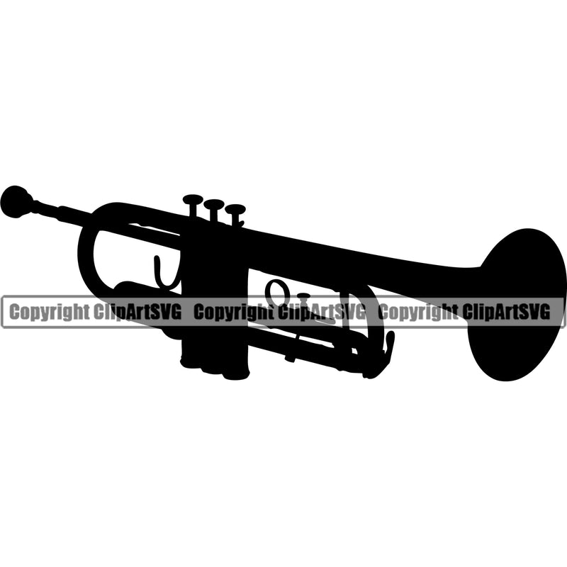 Trumpet Silhouette Vector White Background Design Element Musical Instrument Music Band Orchestra Concert Acoustic Jazz Classical Musician Rock And Roll Sound Logo Clipart SVG