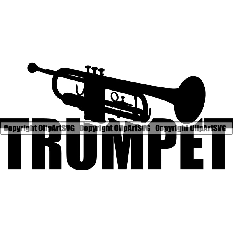 Trumpet Quote Musical Instrument Music Silhouette White Background Design Element Band Orchestra Concert Acoustic Jazz Classical Musician Rock And Roll Sound Logo Clipart SVG