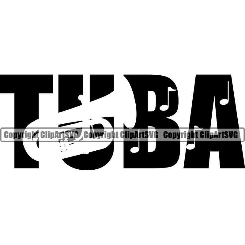 Tuba Quote White Background Design Element Musical Instrument Music Band Orchestra Concert Acoustic Jazz Classical Musician Rock And Roll Sound Logo Clipart SVG