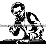 DJ Music Disc Player With Jokey Vector Design Element Dance Entertainment Nightlife Turntable Disc Jockey Dee Jay Party Disco Sound Audio Night Club Spin Vinyl Record Spinning Equipment Clipart SVG