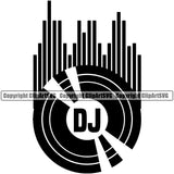 DJ Music Turntable Black Color Design Element Disc Dee Jay Party Entertainment Nightlife Turntable Disc Jockey Spin Vinyl Record Disco Sound Audio Night Club Dance Equipment Clipart SVG