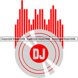 DJ Music Turntable Red Color Vector Design Element Disc Dee Jay Party Disco Sound Audio Night Club Dance Entertainment Nightlife Turntable Disc Jockey Spin Vinyl Record Spinning Equipment Clipart SVG
