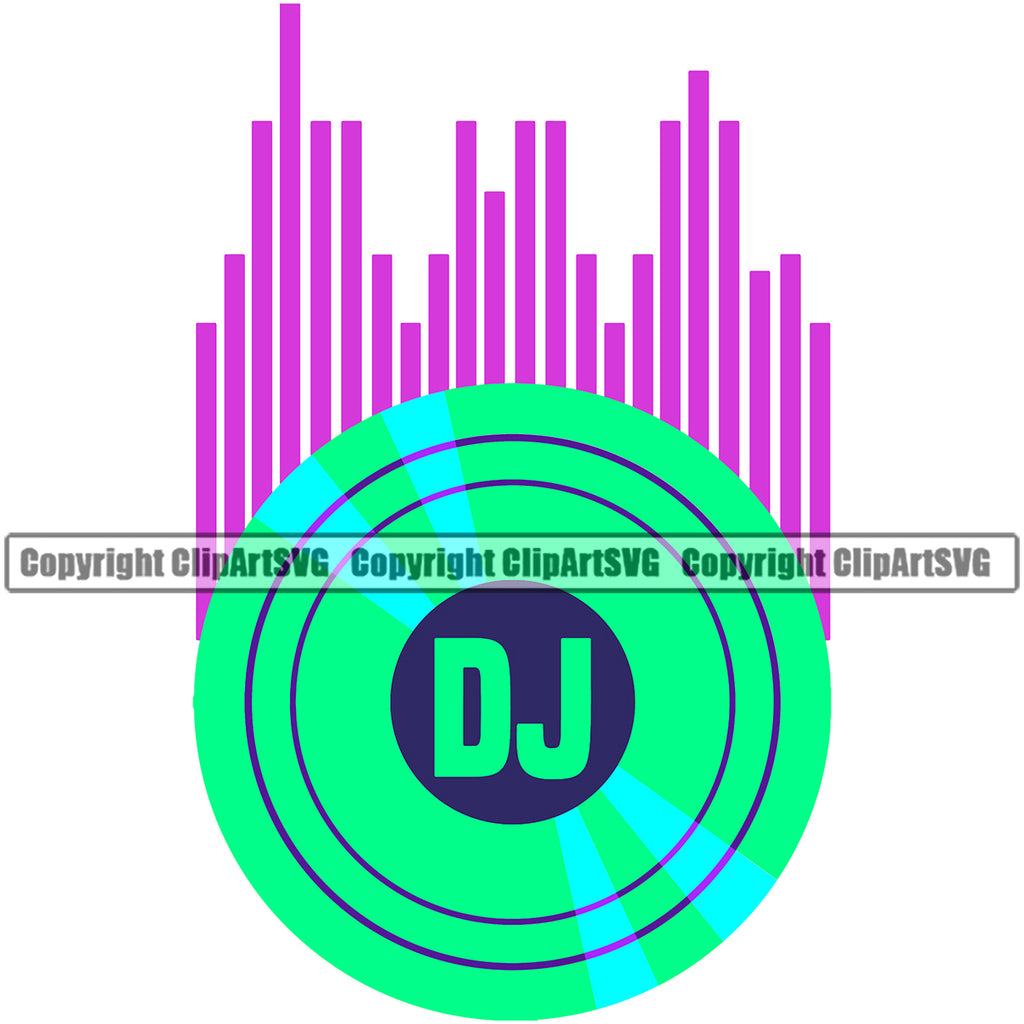 DJ Music Jockey Music Turntable Record Vector Design Element Disc Dee Jay Party Disco Sound Audio Night Club Dance Entertainment Nightlife Turntable Disc Jockey Spin Vinyl Record Spinning Equipment Clipart SVG
