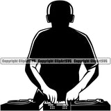 DJ Music Disc Turntable Record Vector Design Element Dee Jay Party Disco Sound Audio Night Club Dance Entertainment Nightlife Turntable Disc Jockey Spin Vinyl Record Spinning Equipment Clipart SVG