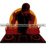 DJ Music Turntable Record Player Mixer Silhouette Color Design Element Disc Dee Jay Party Disco Sound Audio Night Club Dance Entertainment Nightlife Turntable Disc Jockey Spin Vinyl Record Spinning Equipment Clipart SVG