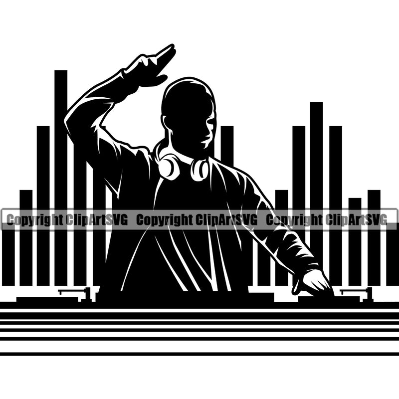 DJ Music Disc Turntable Record Vector Design Element White Background Dee Jay Party Disco Sound Audio Night Club Dance Entertainment Nightlife Turntable Disc Jockey Spin Vinyl Record Spinning Equipment Clipart SVG