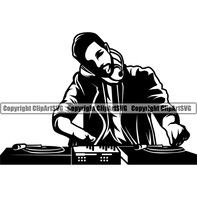 DJ Music Disc Turntable Vector Design Element Dee Jay Party Disco Sound Audio Night Club Dance Entertainment Nightlife Turntable Disc Jockey Spin Vinyl Record Spinning Equipment Clipart SVG
