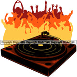 DJ Music Disc Player Audience Vector Design Element Dee Jay Party Disco Sound Audio Night Club Dance Entertainment Nightlife Turntable Disc Jockey Spin Vinyl Record Spinning Equipment Clipart SVG